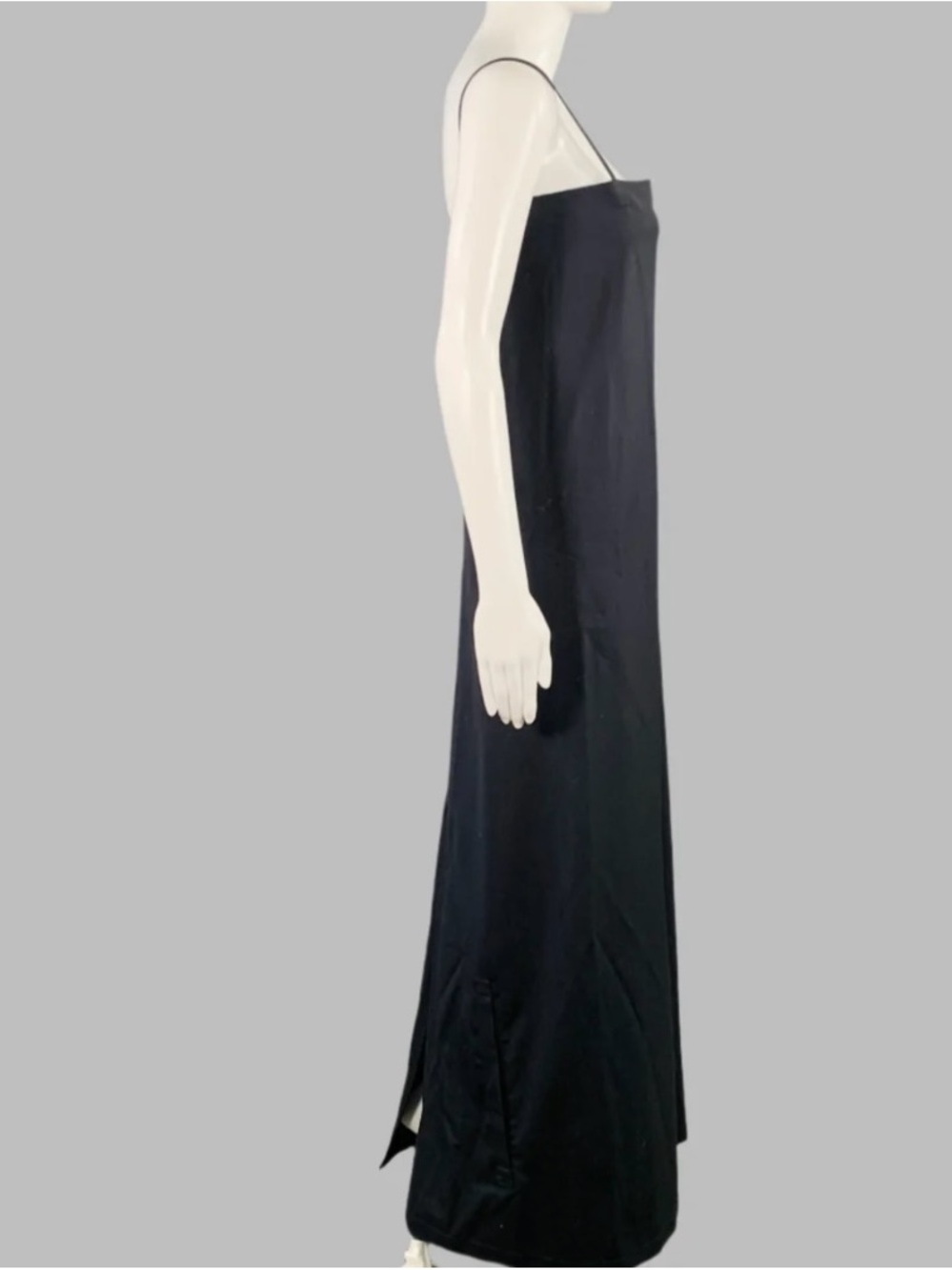 THE ROW Size 0 Navy Wool Spaghetti Straps Long Dress